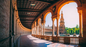 Vue sur la plaza de espana a seville en espagne